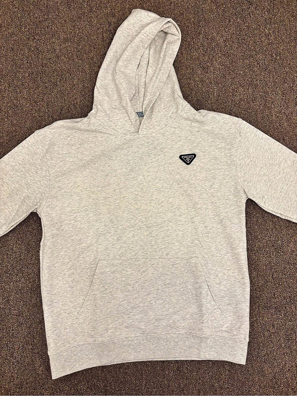 Cotton Hoodie Gray triangle logoLarge